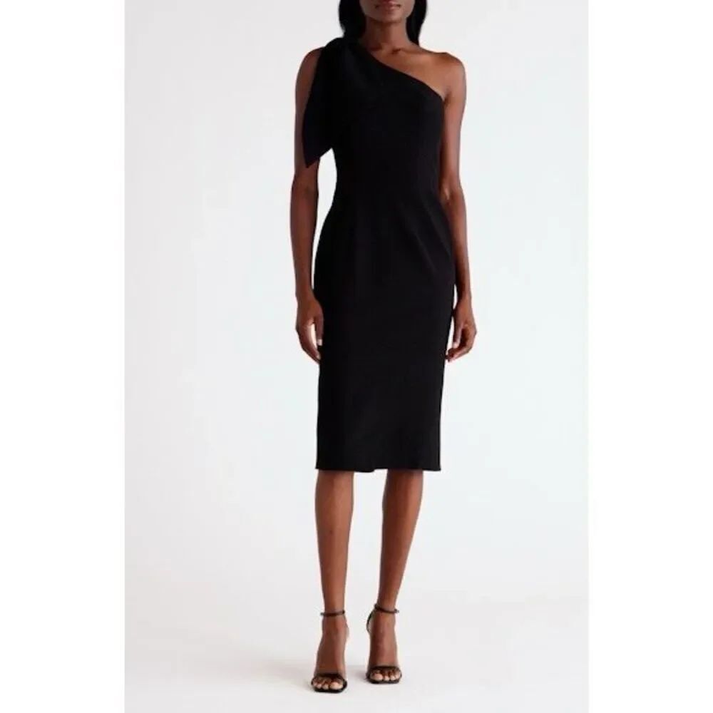 Dress the Population Tiffany One-Shoulder Midi Dress black women's size small